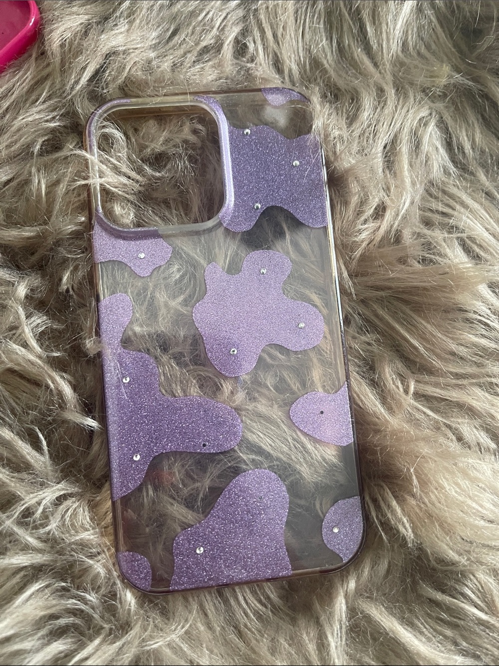 Purple Glitter Abstract iPhone Case – Clear Protective Cover 12 pro max